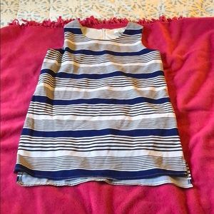 Stripped white, black and blue mini dress